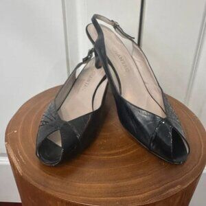 Elegant Black Leather Slingback Heels